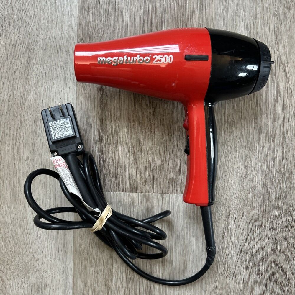 Turbo Power MegaTurbo 2500 Professional Hair Dryer Model 311A Red Tested READ